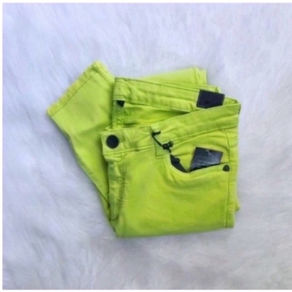 Color Pop Release Hem Skinny Jeans Yellow Green